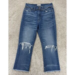 Madewell Retro Crop Bootcut Jeans Ripped Knee Edition Women's 28‎ Blue High Rise